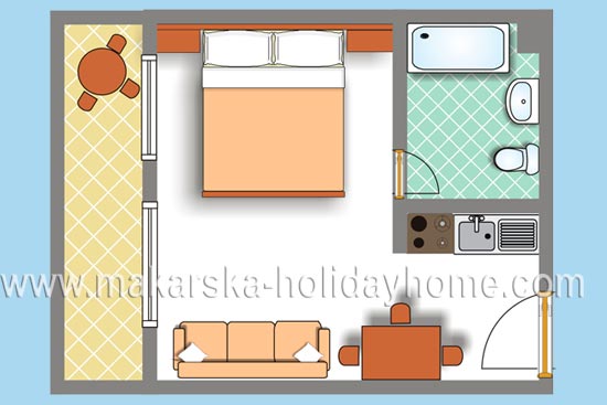 apartmani bekavac makarska tlocrt apartmana